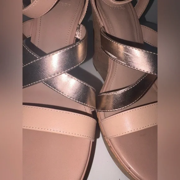 Guess Platform Cork Wedge Rose Gold Nude - Picture 14 of 16